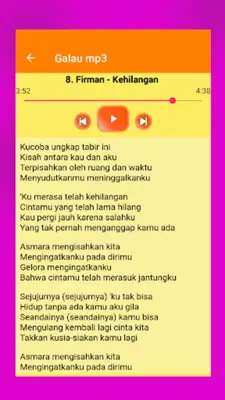 Kumpulan Lagu Galau offline android App screenshot 1